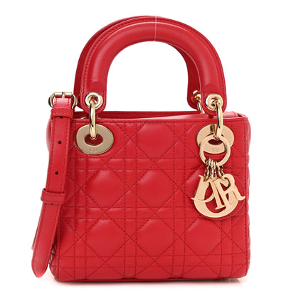 Christian Dior Lambskin Cannage Mini Lady Dior Red 1 of 10