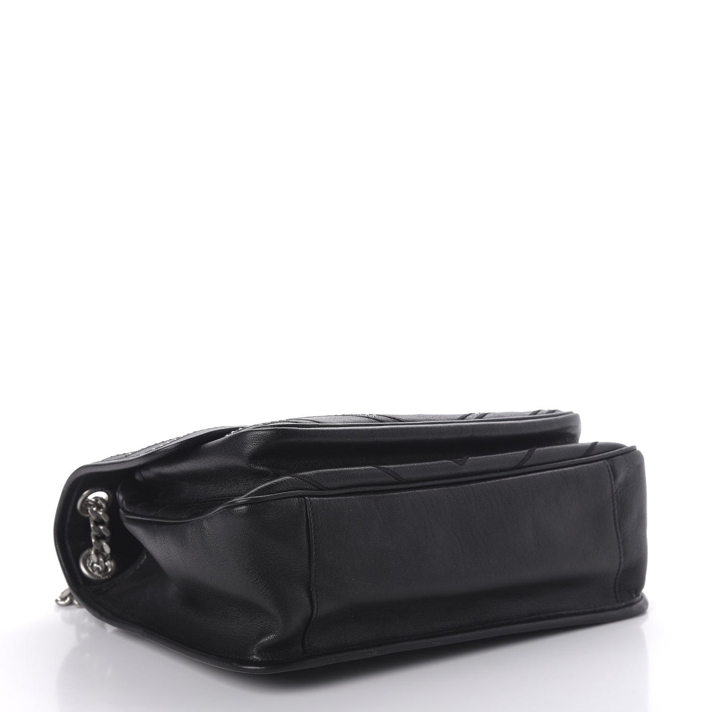 Calfskin Matelasse Monogram Microstud Medium Niki Chain Satchel Black