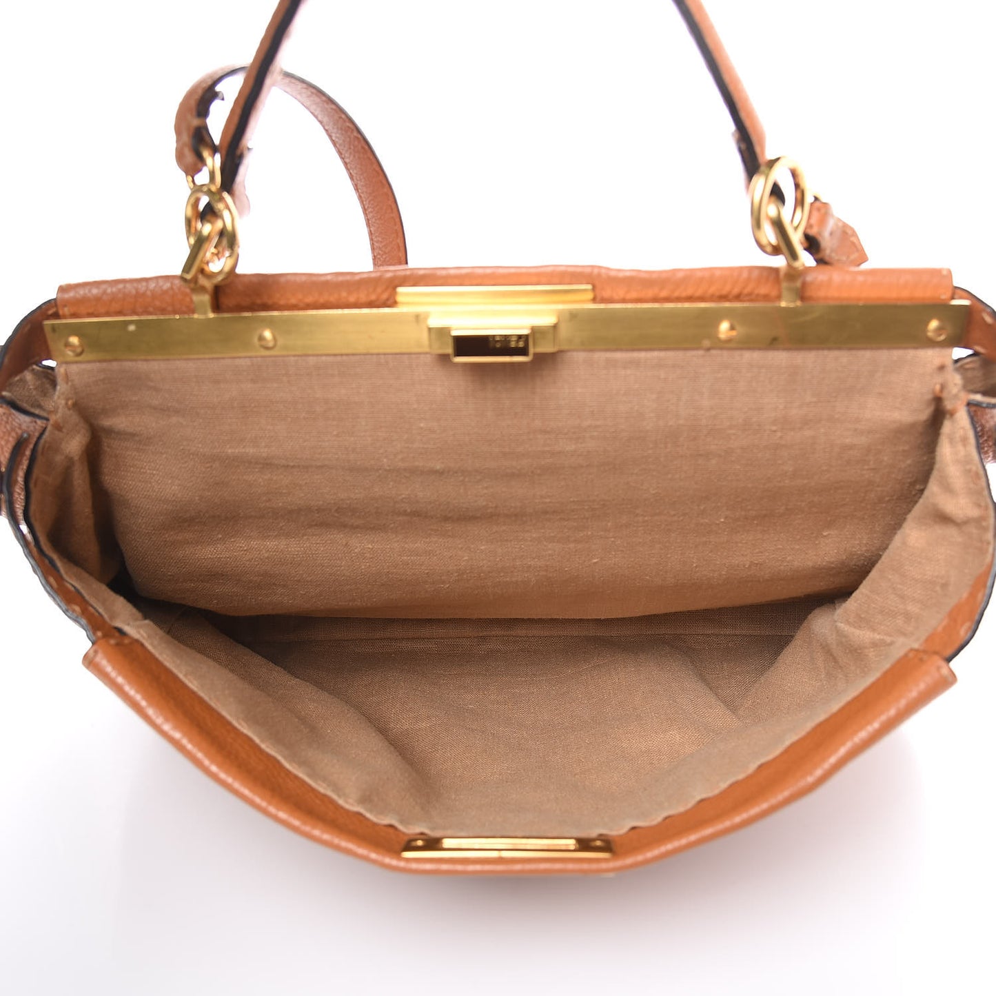 Cuoio Romano Raffia Selleria Large Peekaboo Iconic Satchel Caramel
