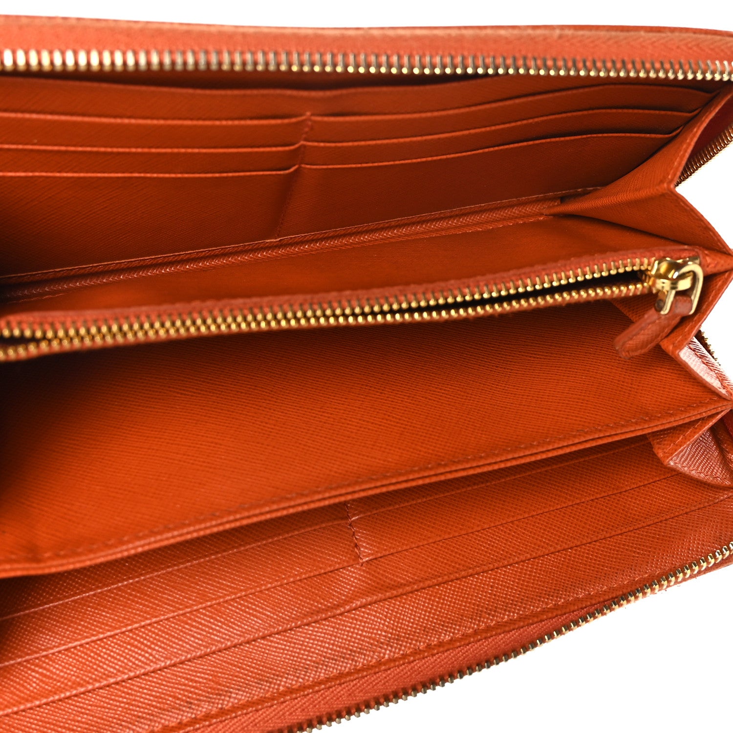 Prada Saffiano Metal Zip Around Wallet Rame 6 of 10