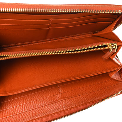 Prada Saffiano Metal Zip Around Wallet Rame 6 of 10