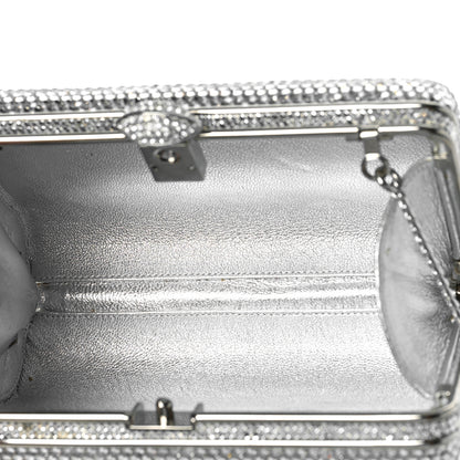 Judith Leiber Swarovski Crystal Minaudiere Clutch Silver 4 of 8