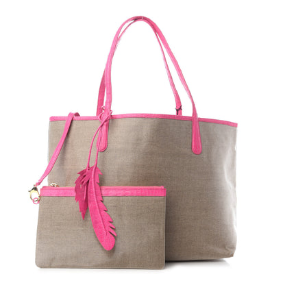 Nancy Gonzalez Coated Linen Crocodile Medium Erica Shopper Tote Pink 1 of 9
