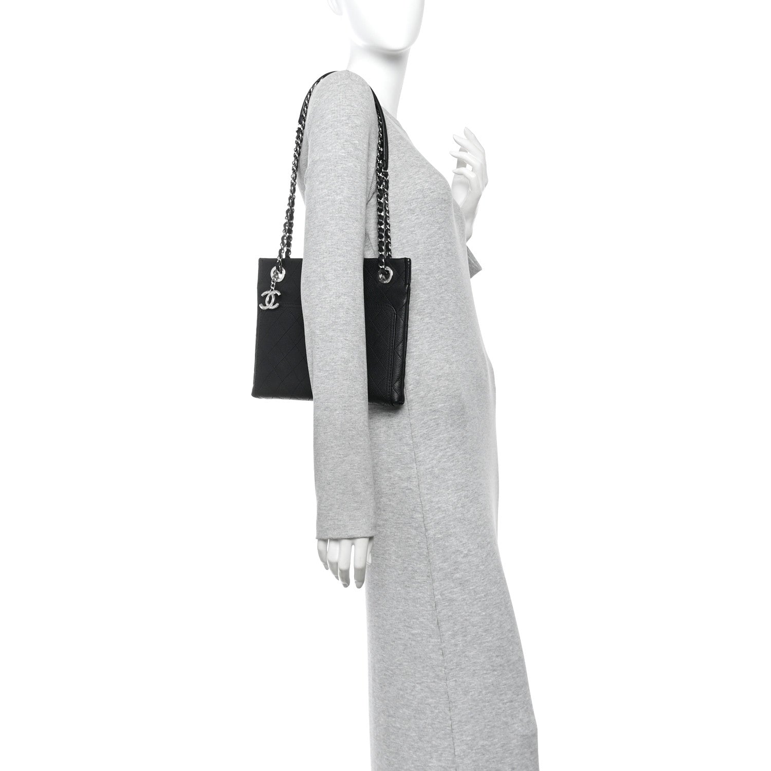 Chanel Caviar Stitched Small CC Pocket Shoulder Black 2 of 11