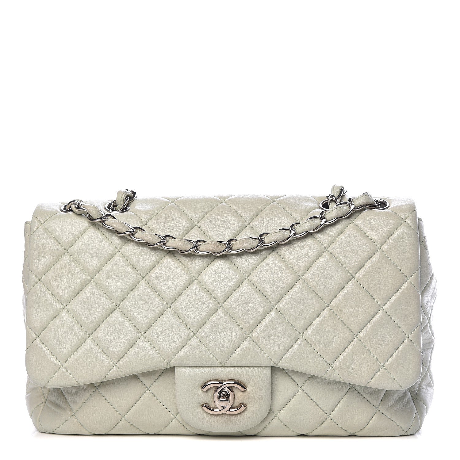 Chanel Lambskin Quilted Jumbo Single Flap Green 1 of 11