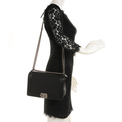 Chanel Metallic Calfskin Quilted New Medium Boy Flap Black 2 of 9