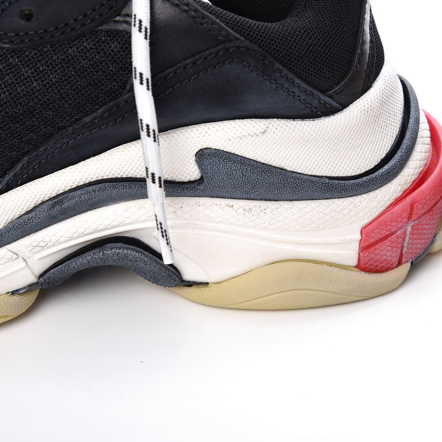 Fabric Mesh Washed Effect Womens Triple S Sneakers 37 Black Red
