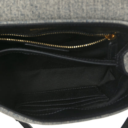 Saint Laurent Denim Y Quilted Monogram Toy Loulou Crossbody Bag Grey 5 of 10