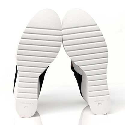Chanel Patent Calfskin Runway Wedge Short Platform Boots 39.5 Black White Beige 6 of 8