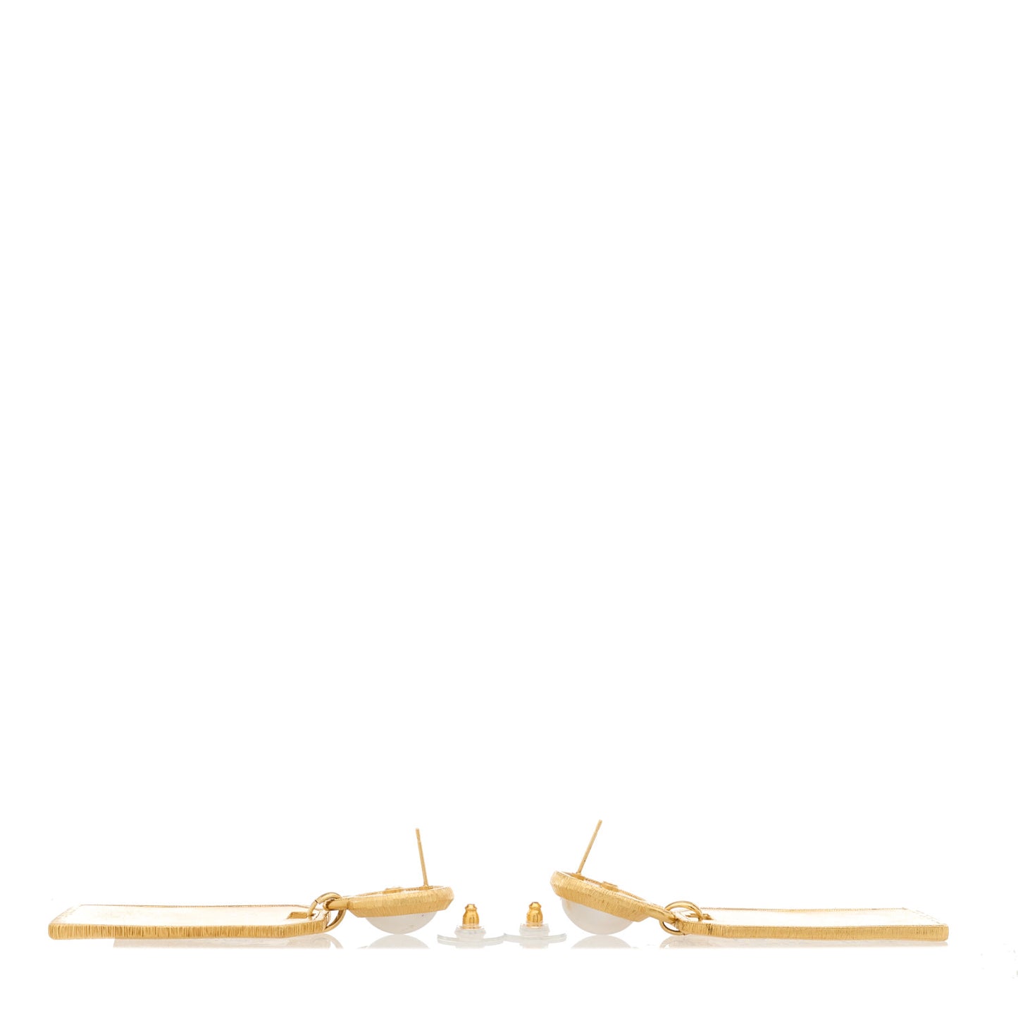 Pearl CC Tags Drop Earrings Gold