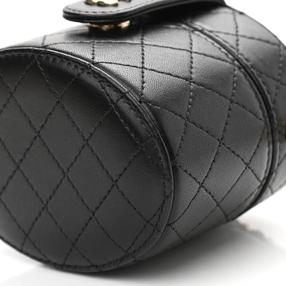 Chanel Lambskin Quilted Mini Round Vanity Case With Chain Black 10 of 11