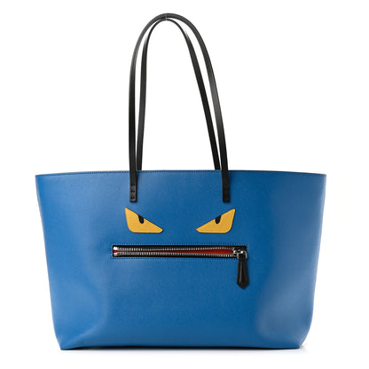 Fendi Vitello Elite Cuoio Monster Buggies Medium Roll Tote Zaffire Black Multicolor Lago 1 of 10