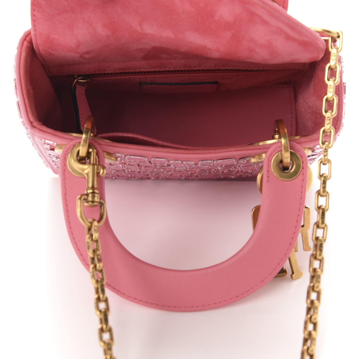 Christian Dior Smooth Calfskin Embroidered Mini Mosaic of Mirrors Lady Dior Pink 5 of 11