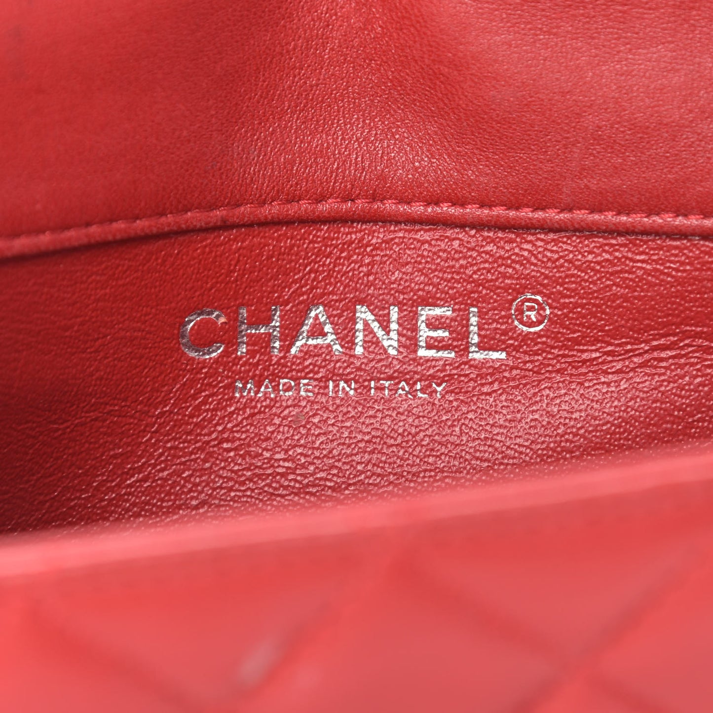 Lambskin Quilted Extra Mini Rectangular Flap Red