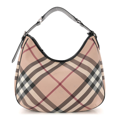 Burberry Patent Nova Check Small Barton Hobo Black 1 of 12