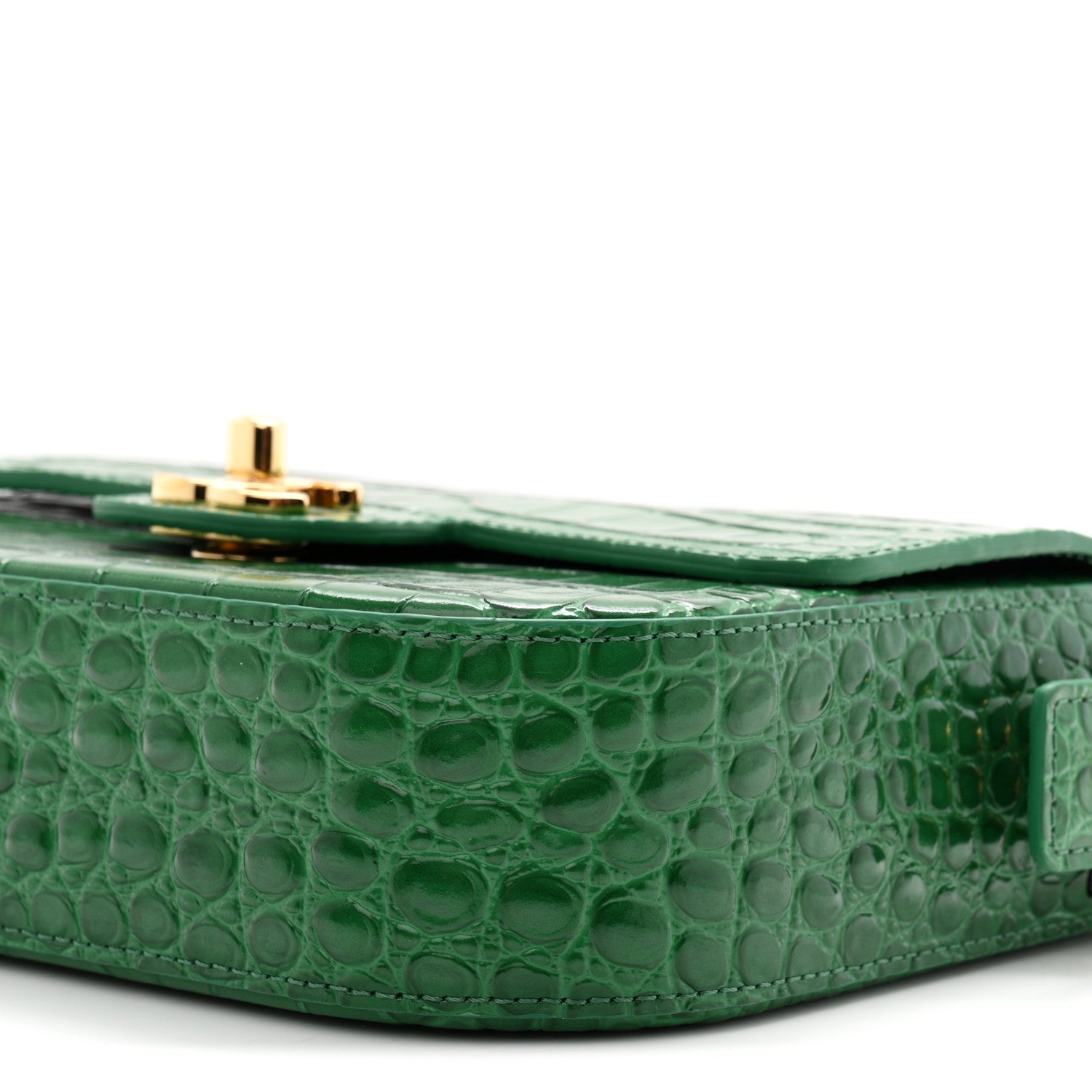 Chanel Calfskin Crocodile Embossed Turn Around Mini Flap Emerald 10 of 10