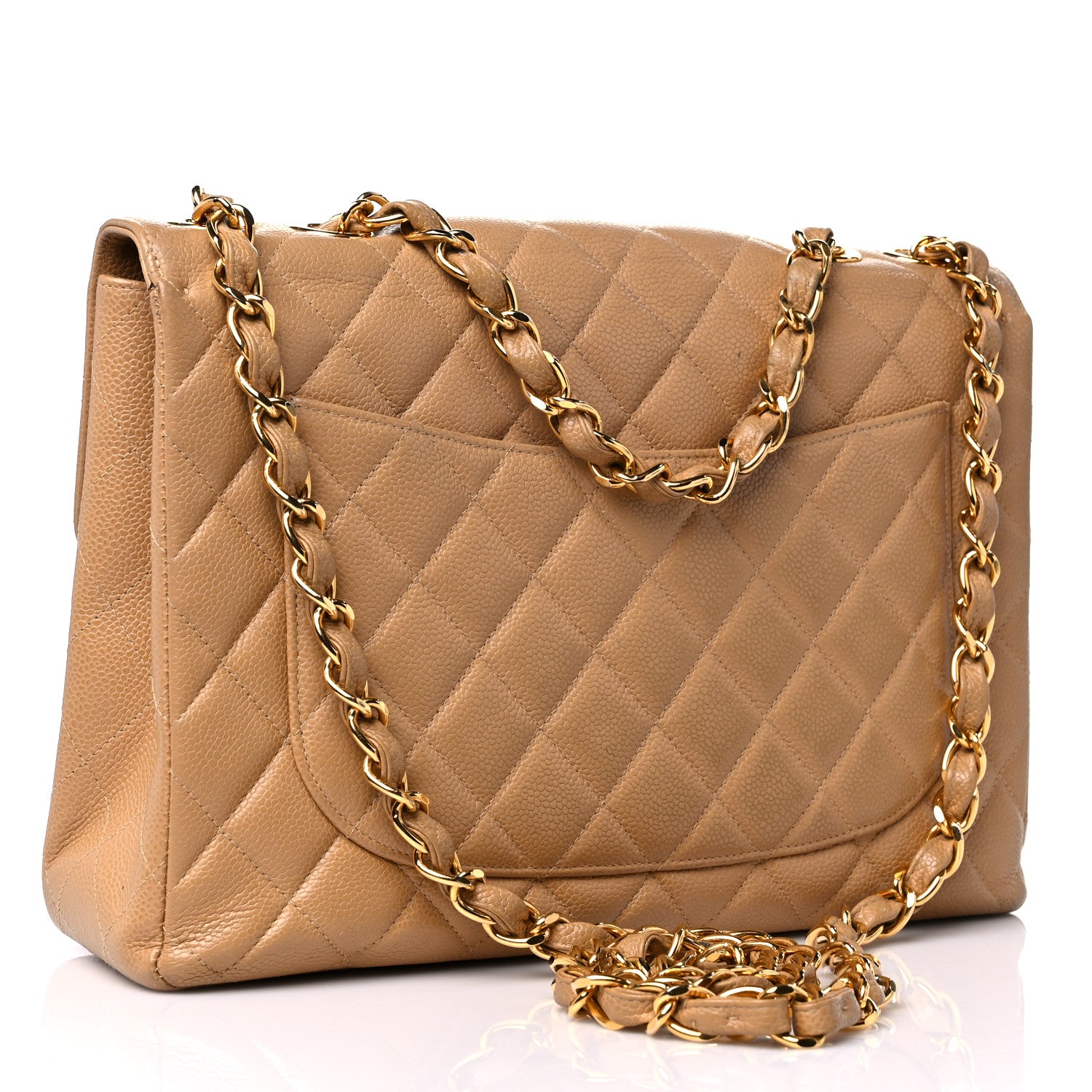 Chanel Caviar Quilted Jumbo Single Flap Beige 3 of 22