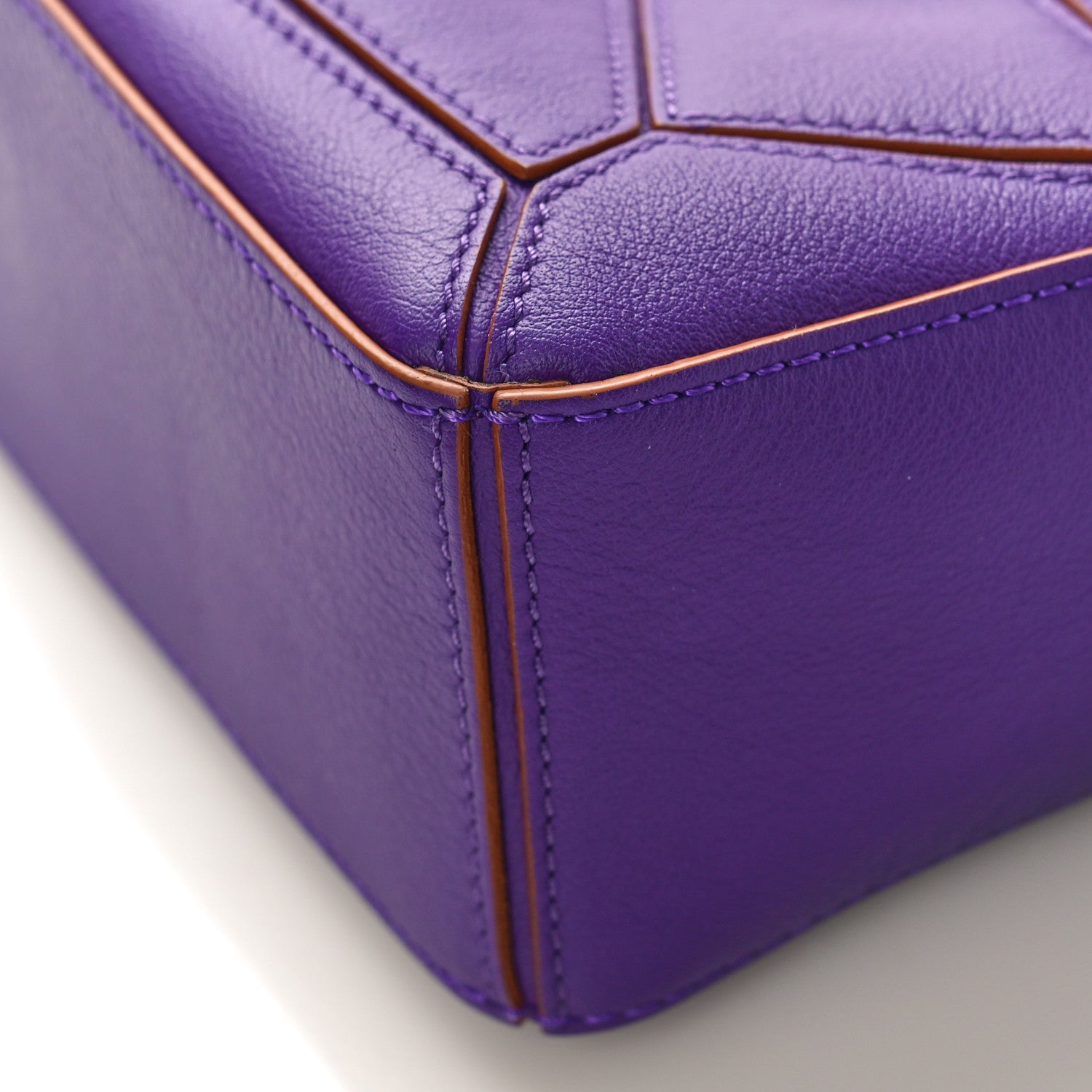 Loewe Calfskin Mini Puzzle Bag Purple Cognac 8 of 8