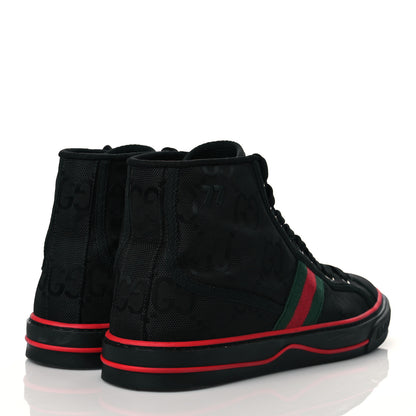 Gucci Econyl Nylon Web Monogram Off The Grid Mens 1977 Tennis High Top Sneakers 8 Black 4 of 7