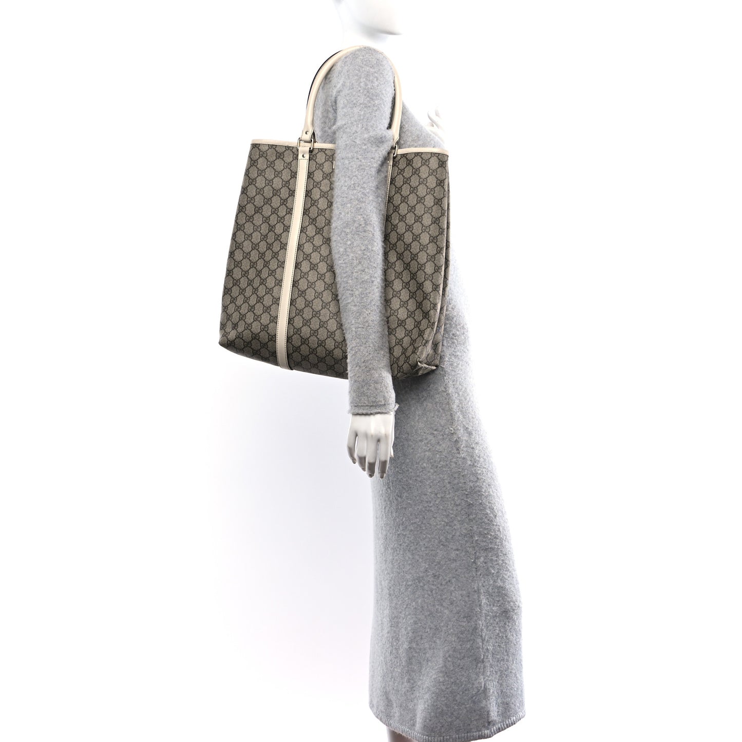 GG Plus Monogram Joy Vertical Tote Off White