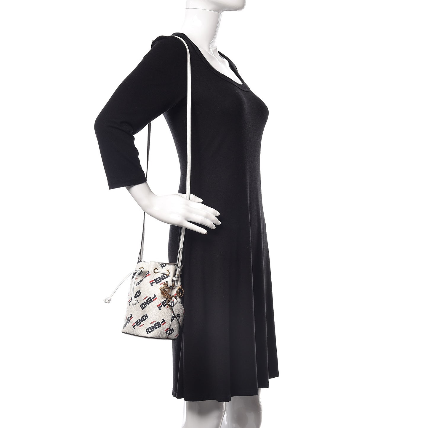 X FILA Vitello F is Fendi Mania Mini Mon Tresor Bucket Bag White