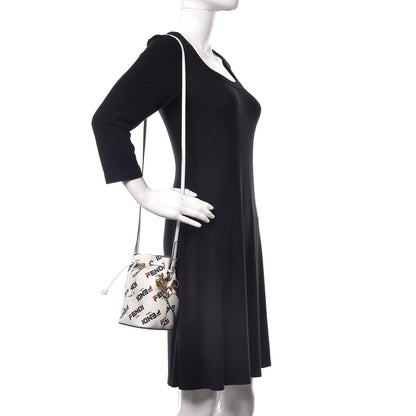 Fendi X FILA Vitello F is Fendi Mania Mini Mon Tresor Bucket Bag White 2 of 10