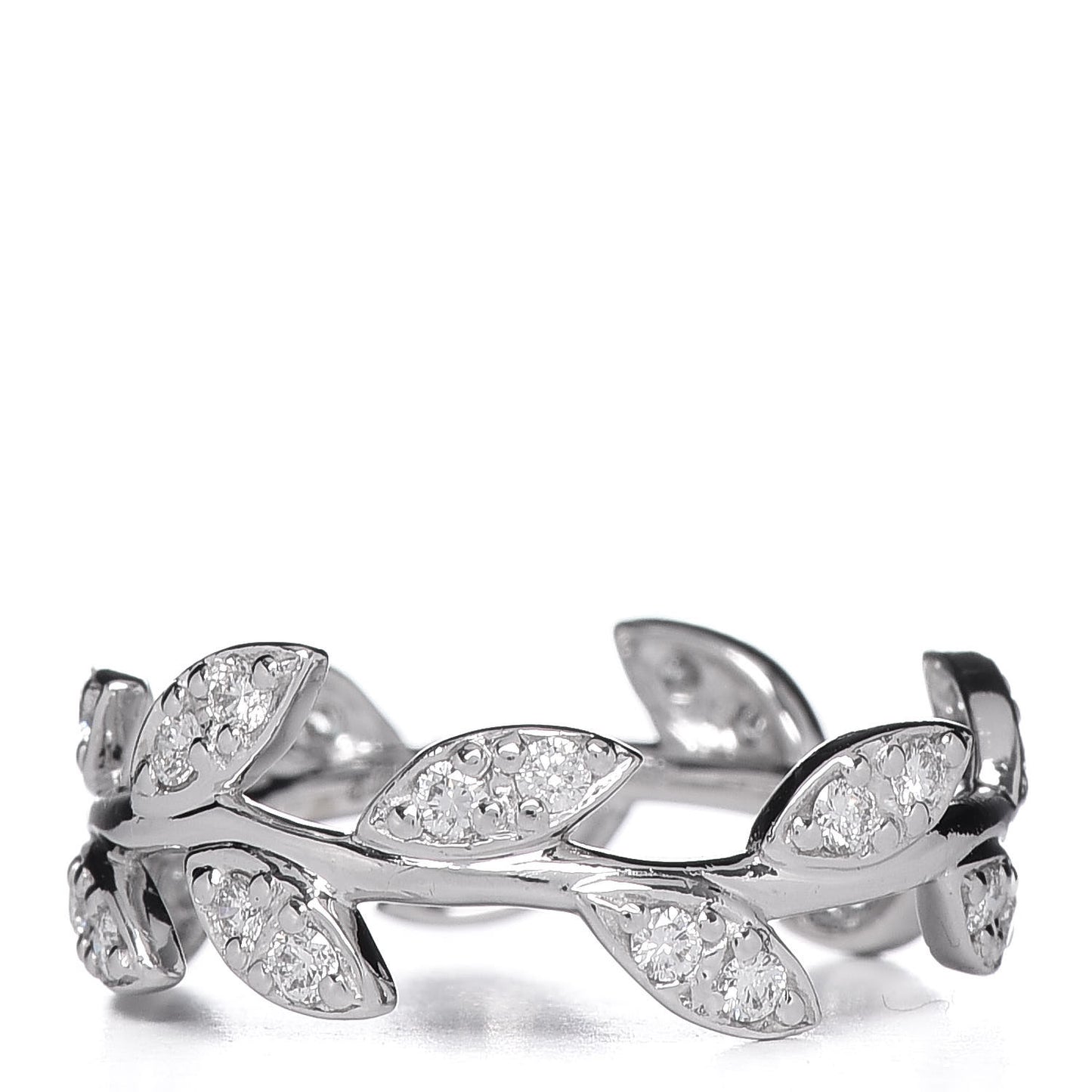 18K White Gold Diamond Narrow Paloma Picasso Olive Leaf Band Ring 52 6