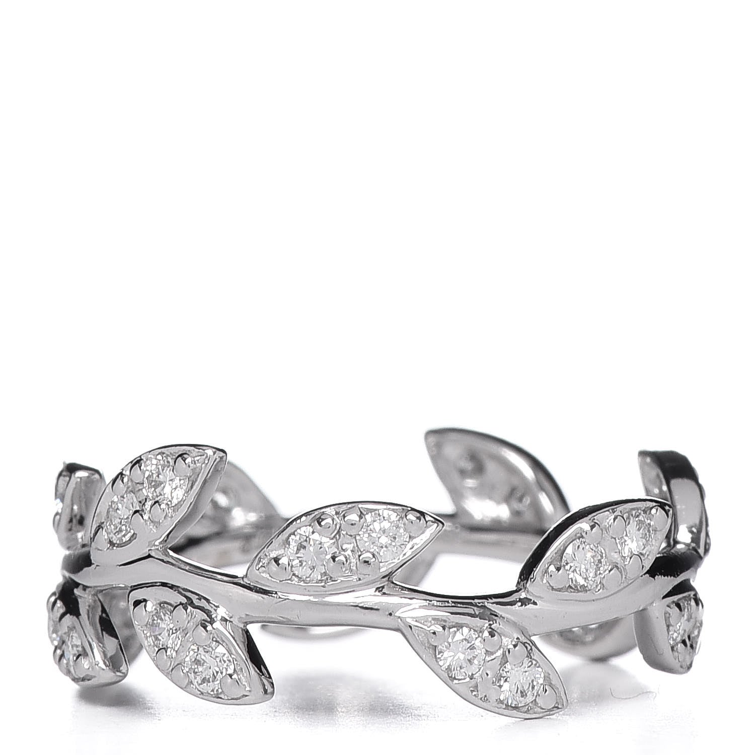 Tiffany 18K White Gold Diamond Narrow Paloma Picasso Olive Leaf Band Ring 52 6 1 of 4