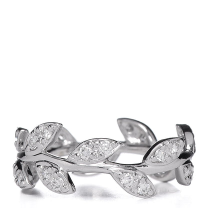 Tiffany 18K White Gold Diamond Narrow Paloma Picasso Olive Leaf Band Ring 52 6 1 of 4