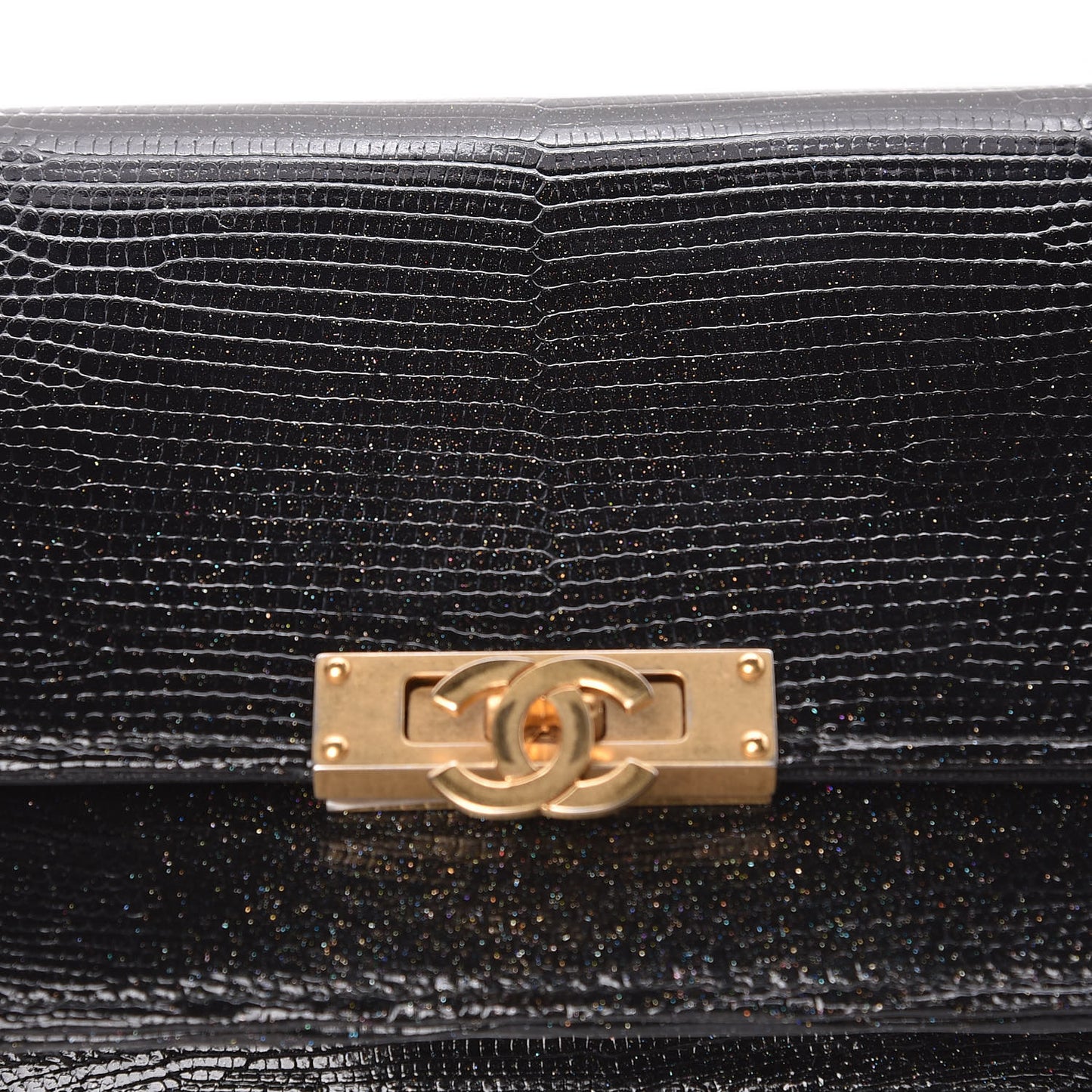 Metallic Lizard Golden Class Wallet on Chain WOC Black
