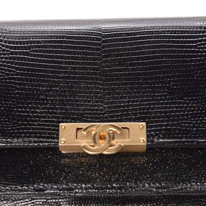 Chanel Metallic Lizard Golden Class Wallet on Chain WOC Black 10 of 15