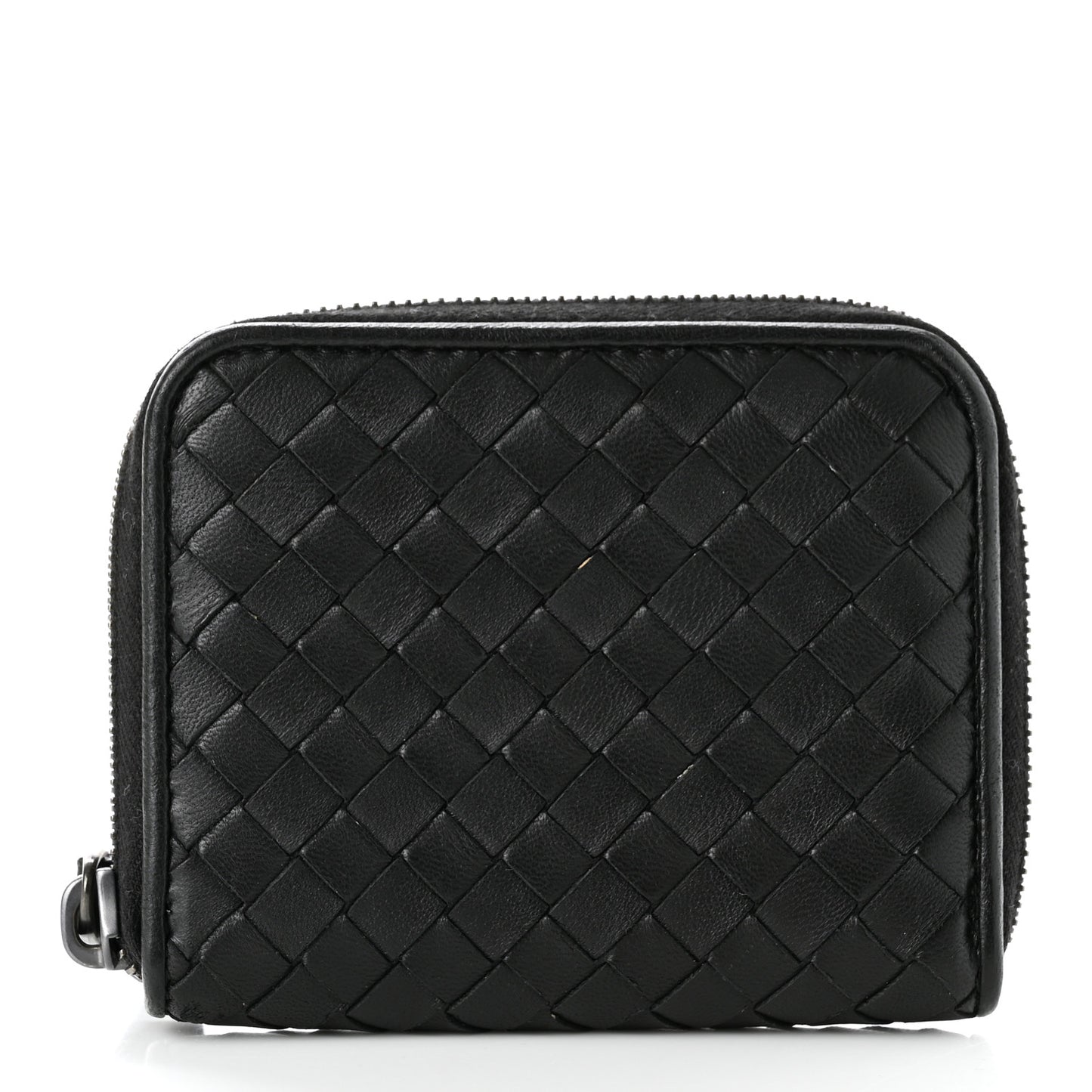 Nappa Intrecciato Zip Around Coin Purse Black