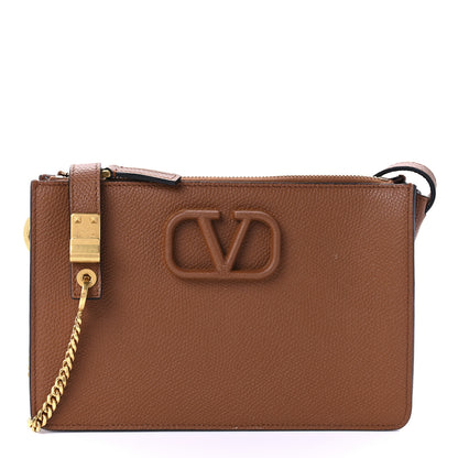 Valentino Garavani Grainy Calfskin VSling Pouch Saddle Brown 1 of 7