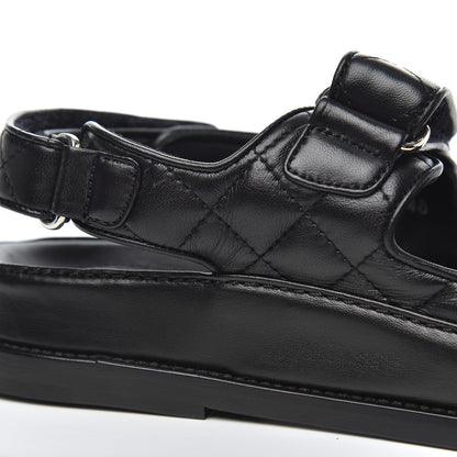 Chanel Lambskin Velcro Dad Sandals 36.5 Black 12 of 17