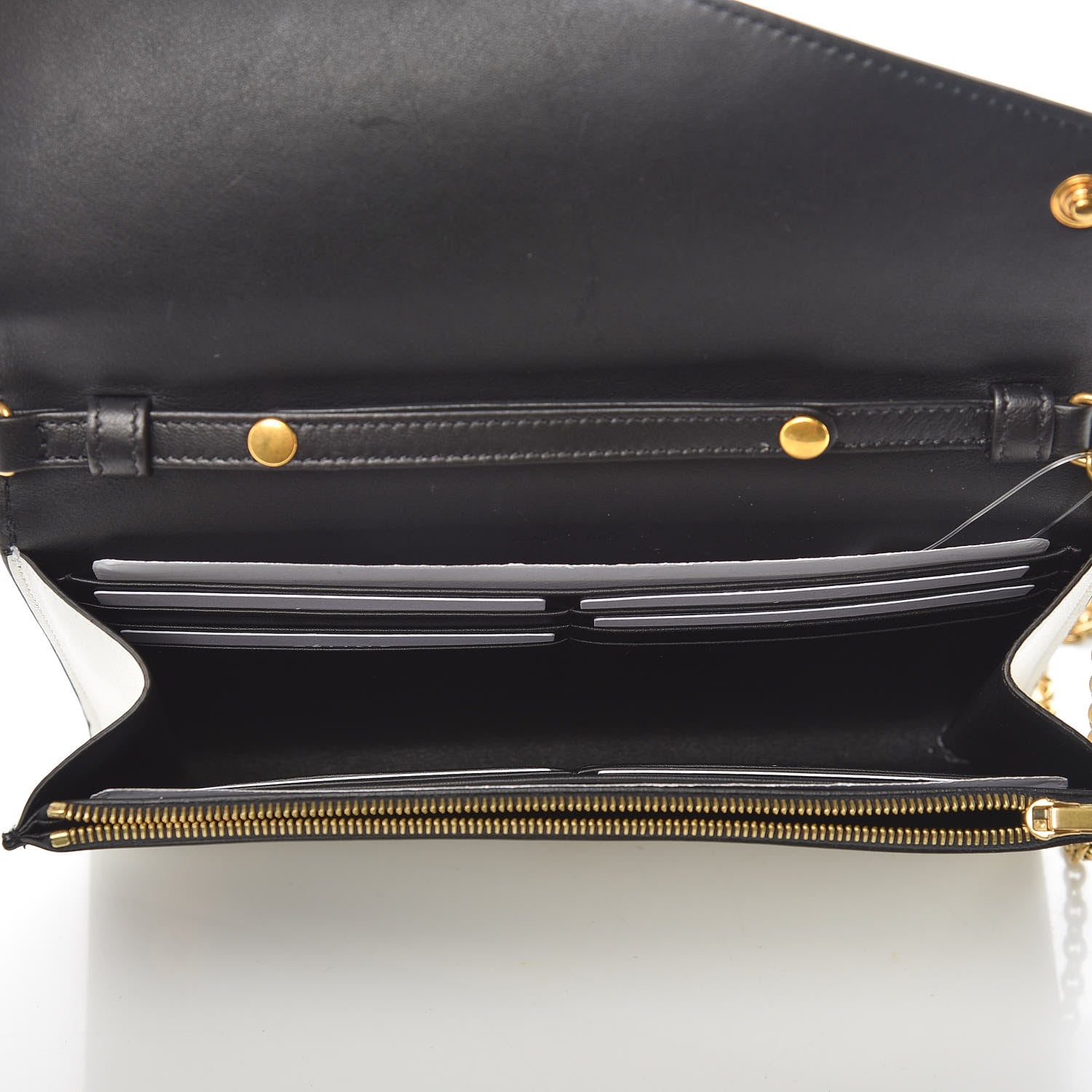 Celine Lambskin Large Diagonal Flap On Chain Black White 7 of 8