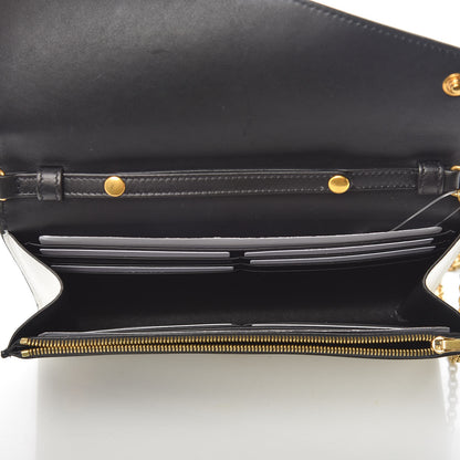 Celine Lambskin Large Diagonal Flap On Chain Black White 7 of 8