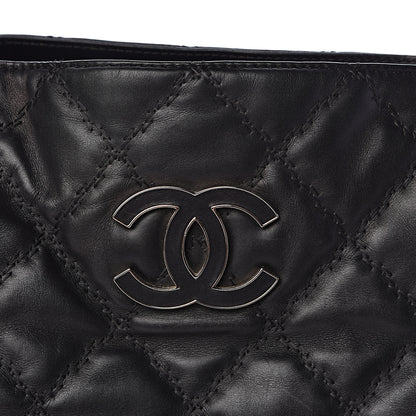 Chanel Calfskin Double Stitch Large Hamptons Shopping Tote Black 10 of 22