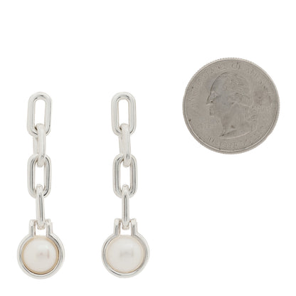 Tiffany Sterling Silver Pearl HardWear Triple Link Earrings 2 of 5