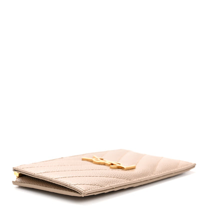 Saint Laurent Monogram Grain de Poudre 5 Fragments Zip Pouch Card Holder Dark Beige 4 of 9