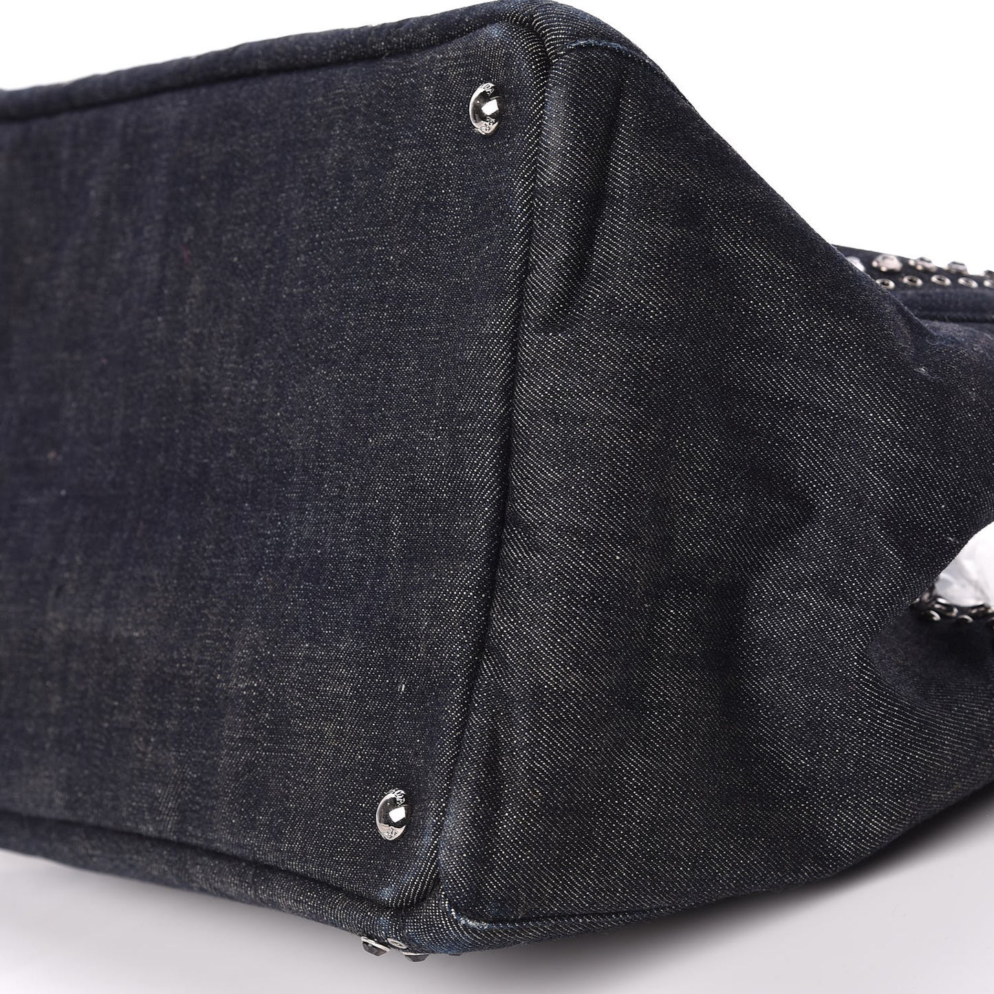 Denim Crystal Studded Canapa Tote Black