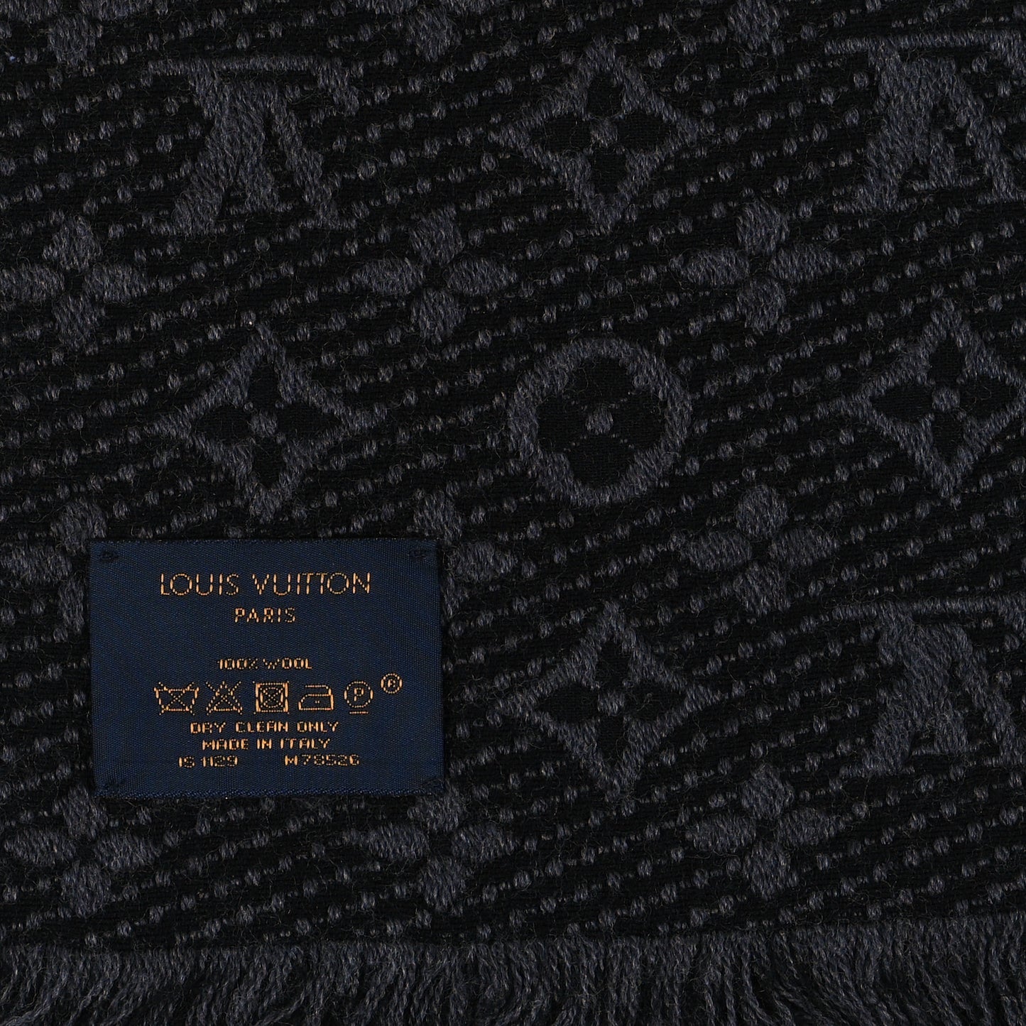 Wool Monogram Classic Scarf Charcoal Grey