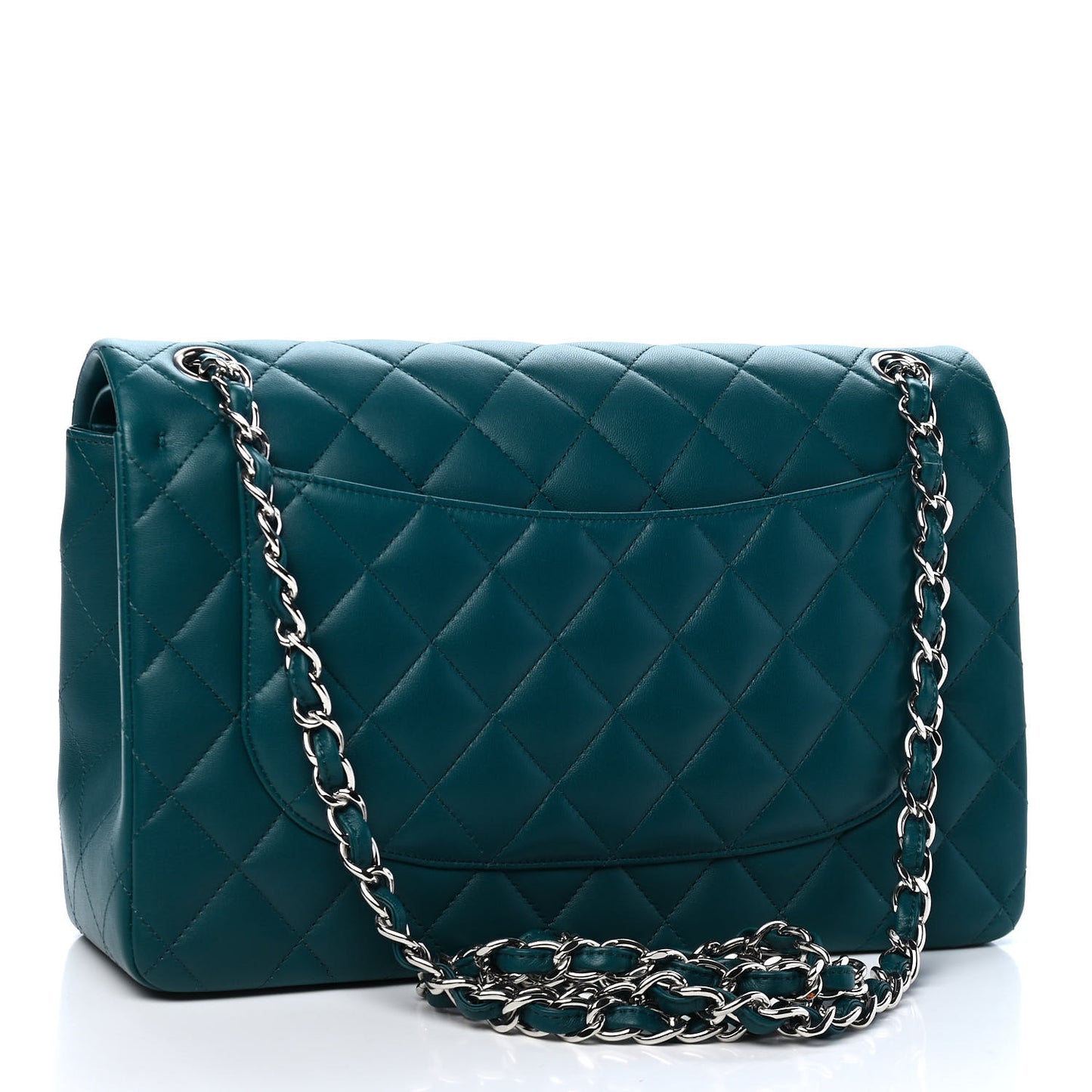 Lambskin Quilted Jumbo Double Flap Turquoise