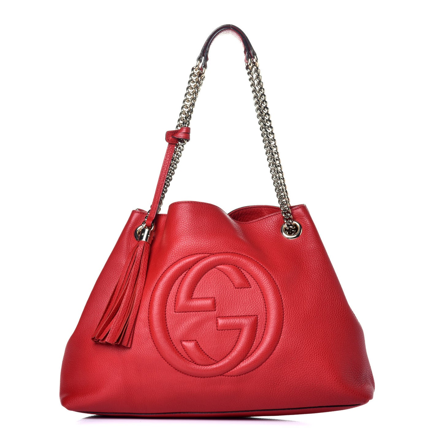 Pebbled Calfskin Medium Soho Chain Shoulder Bag Tabasco Red