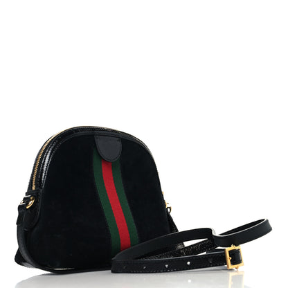 Gucci Suede Patent Web GG Small Ophidia Dome Shoulder Bag Black 3 of 11