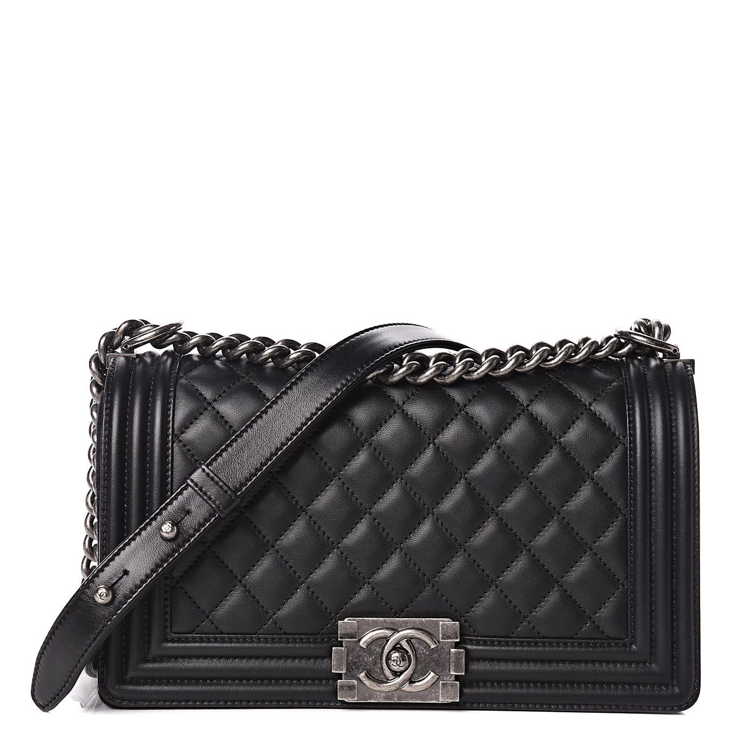Calfskin Quilted Medium Boy Flap Black