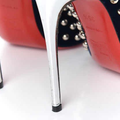 Christian Louboutin Velvet Specchio Billy 120 Spikes Pumps 35.5 Silver Eclipse 9 of 10