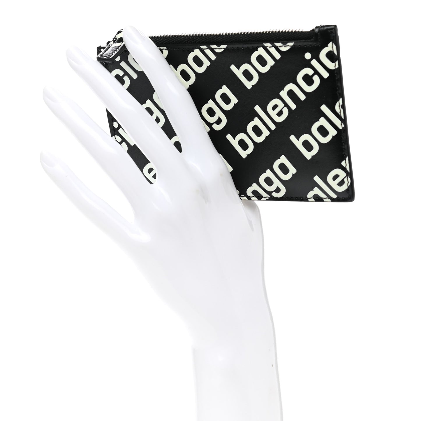 Calfskin Diagonal Logo Large Cash Long Coin Card Holder Black