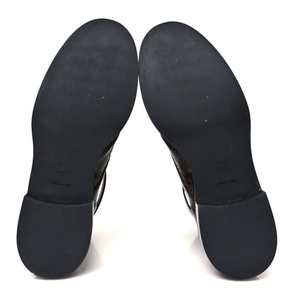 Louis Vuitton Calfskin Monogram Wonderland Flat Ranger Boots 40 Black 6 of 9
