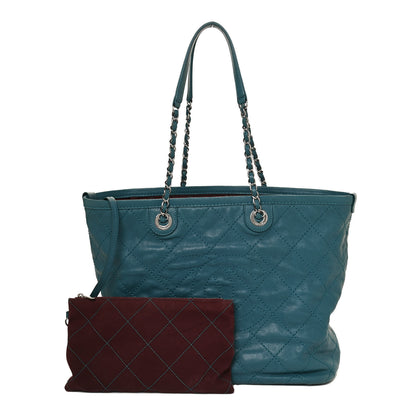 Chanel Grained Calfskin Quilted Small Daily Shopping Tote Turquoise 1 of 9