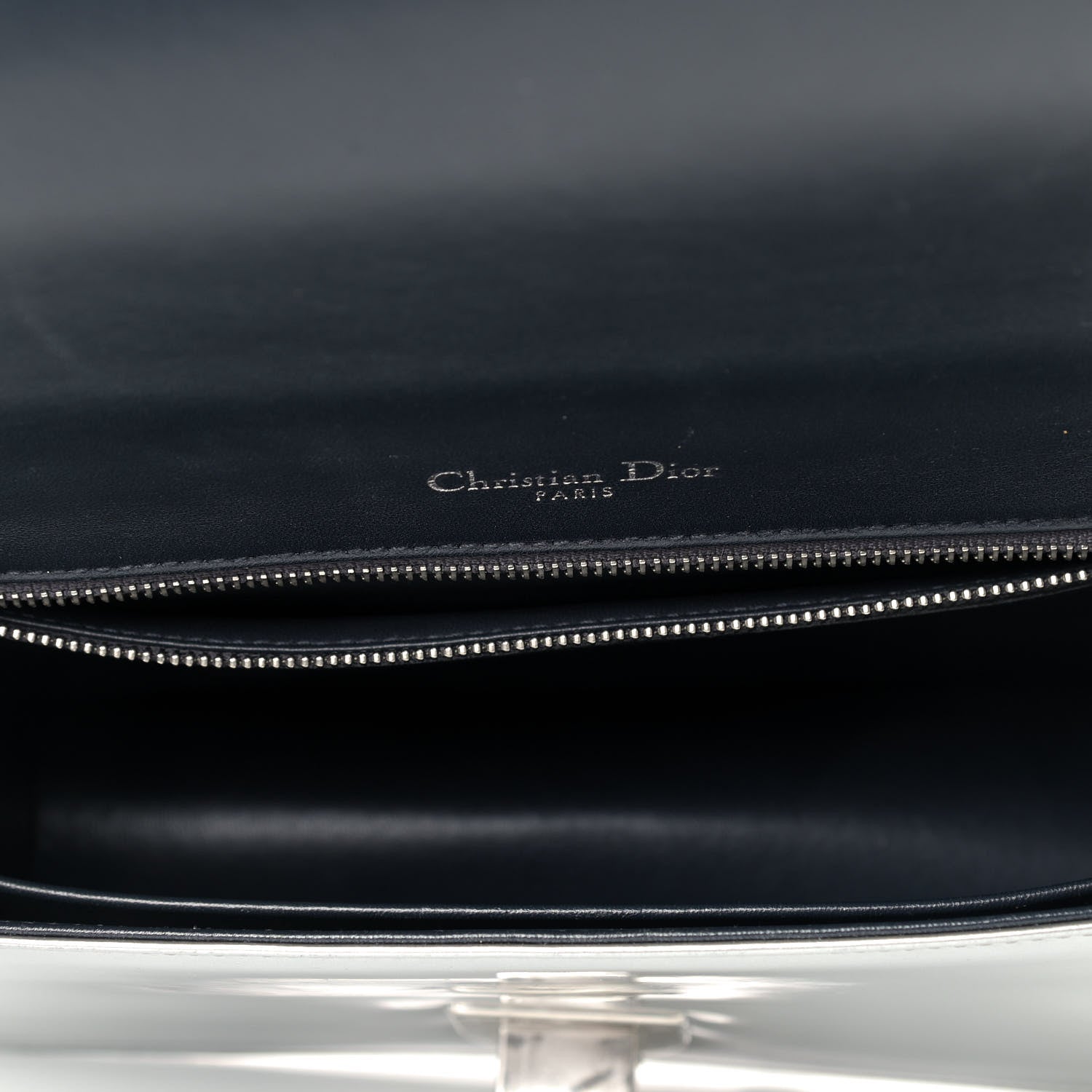 Christian Dior Metallic Patent Micro-Cannage Medium Diorama Flap Bag Silver 5 of 11